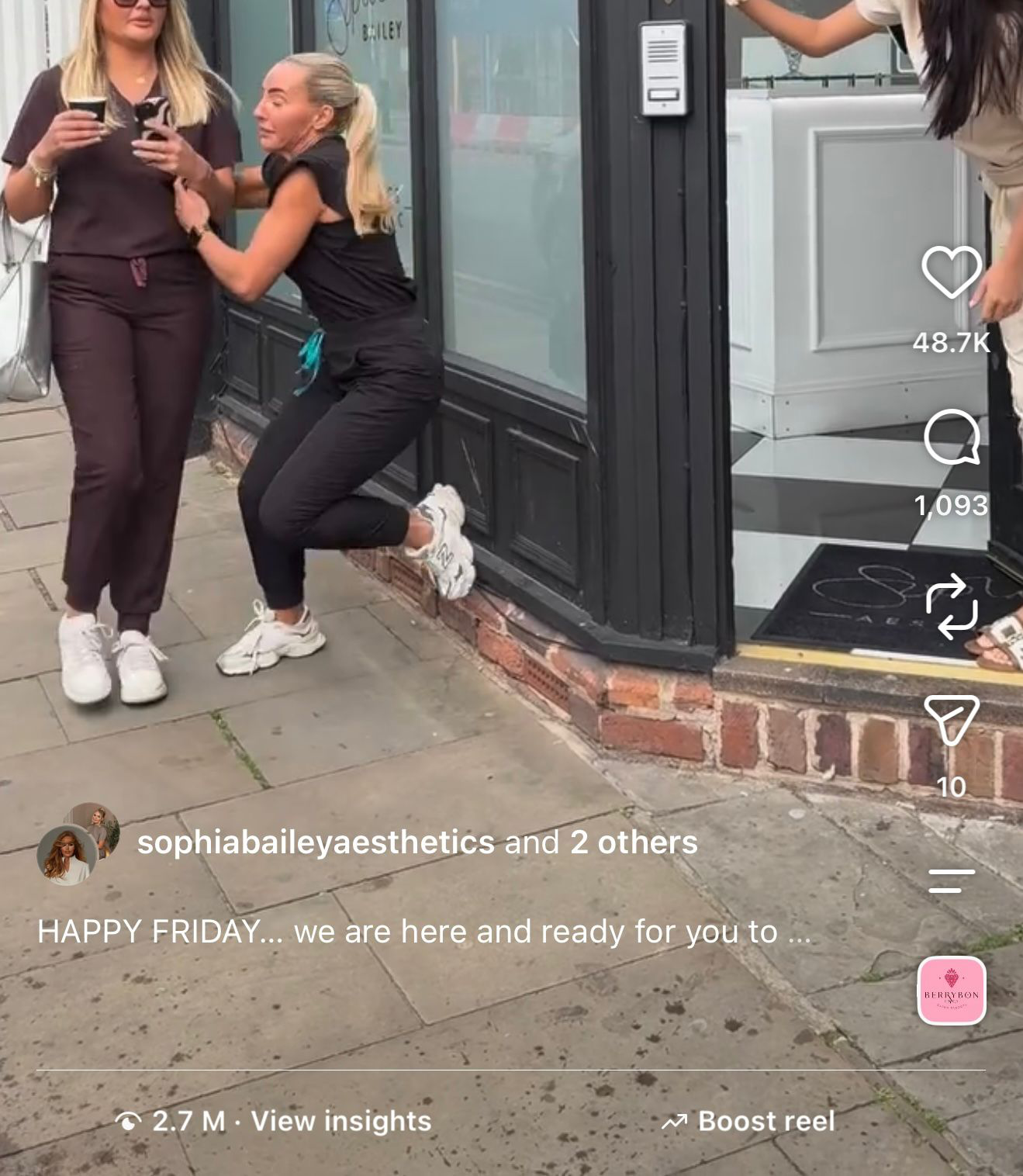 Sophia's Instagram reel with 48.7K likes and 2.7M views