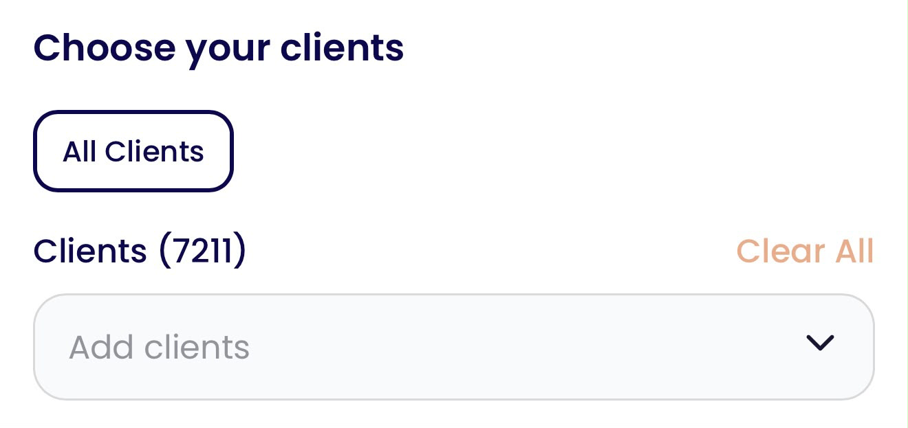 Choose your clients - 7211 clients in the system