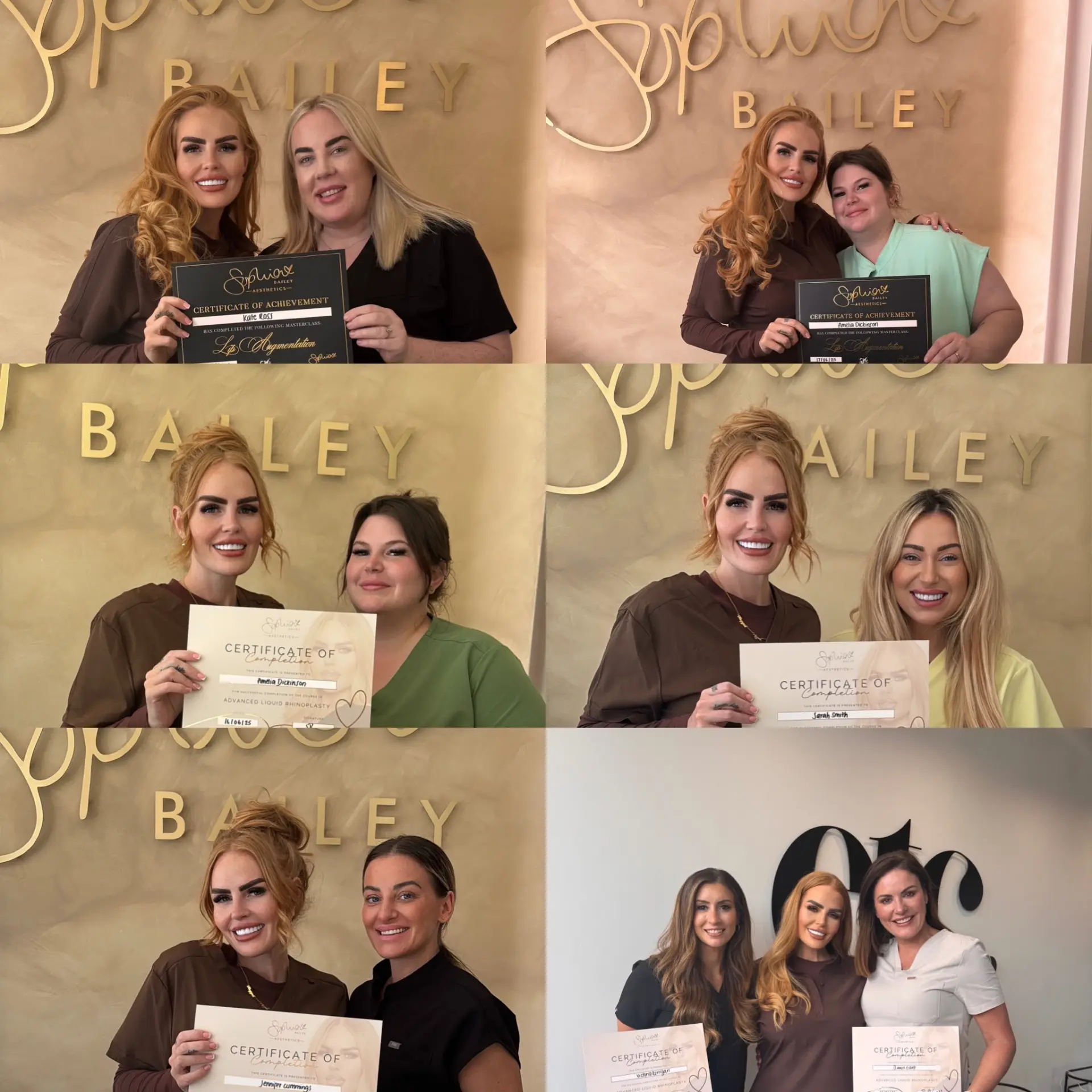 Practitioners trained by Sophia holding certificates